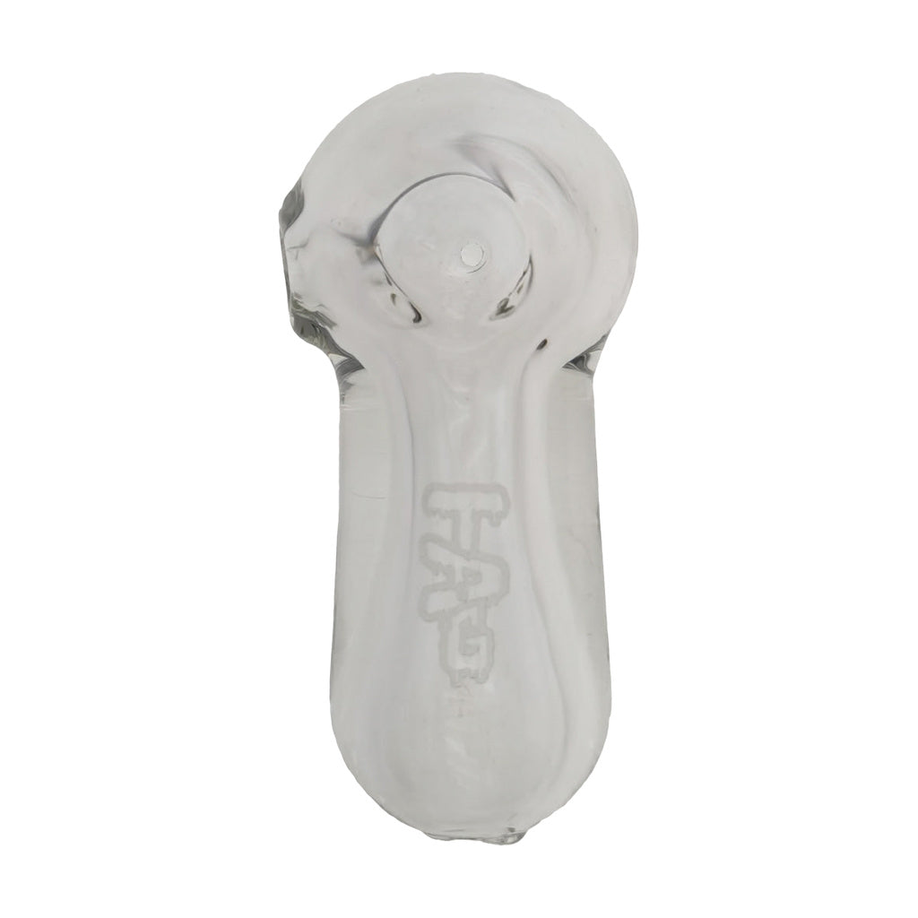 TAG 4" Super Thick Spoon Pipe with Left Side Carb Hole, Borosilicate Glass, Top View