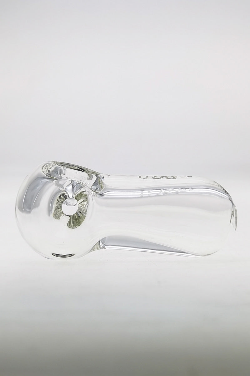 TAG 4" Super Thick Spoon Pipe, Borosilicate Glass, Carb Hole Left, Wavy Logo