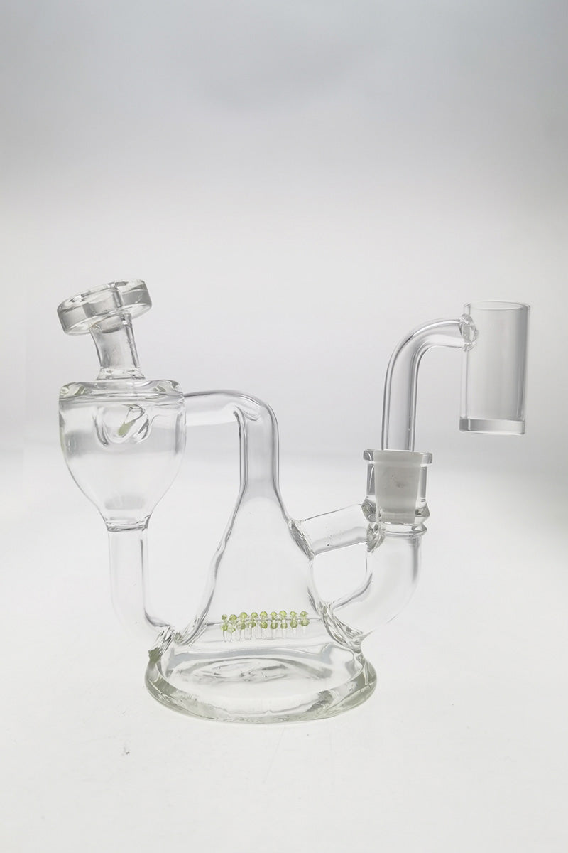 TAG 4.5" Mini Inline Recycler Dab Rig with Slyme Accents and Sandblasted Logo, Front View