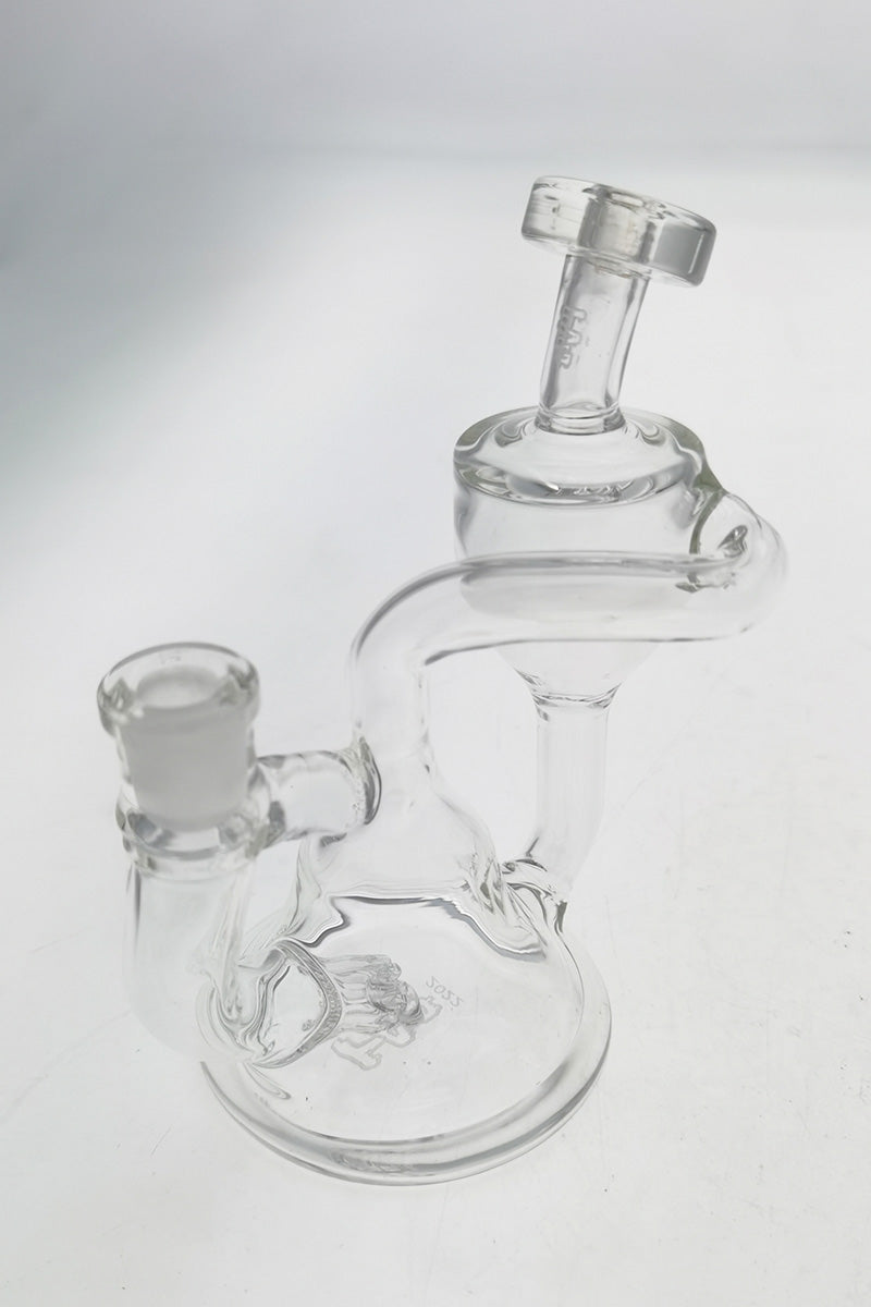 Thick Ass Glass Mini Recycler Dab Rig, 4.5" with 10MM Female Joint, Clear Glass Angled View