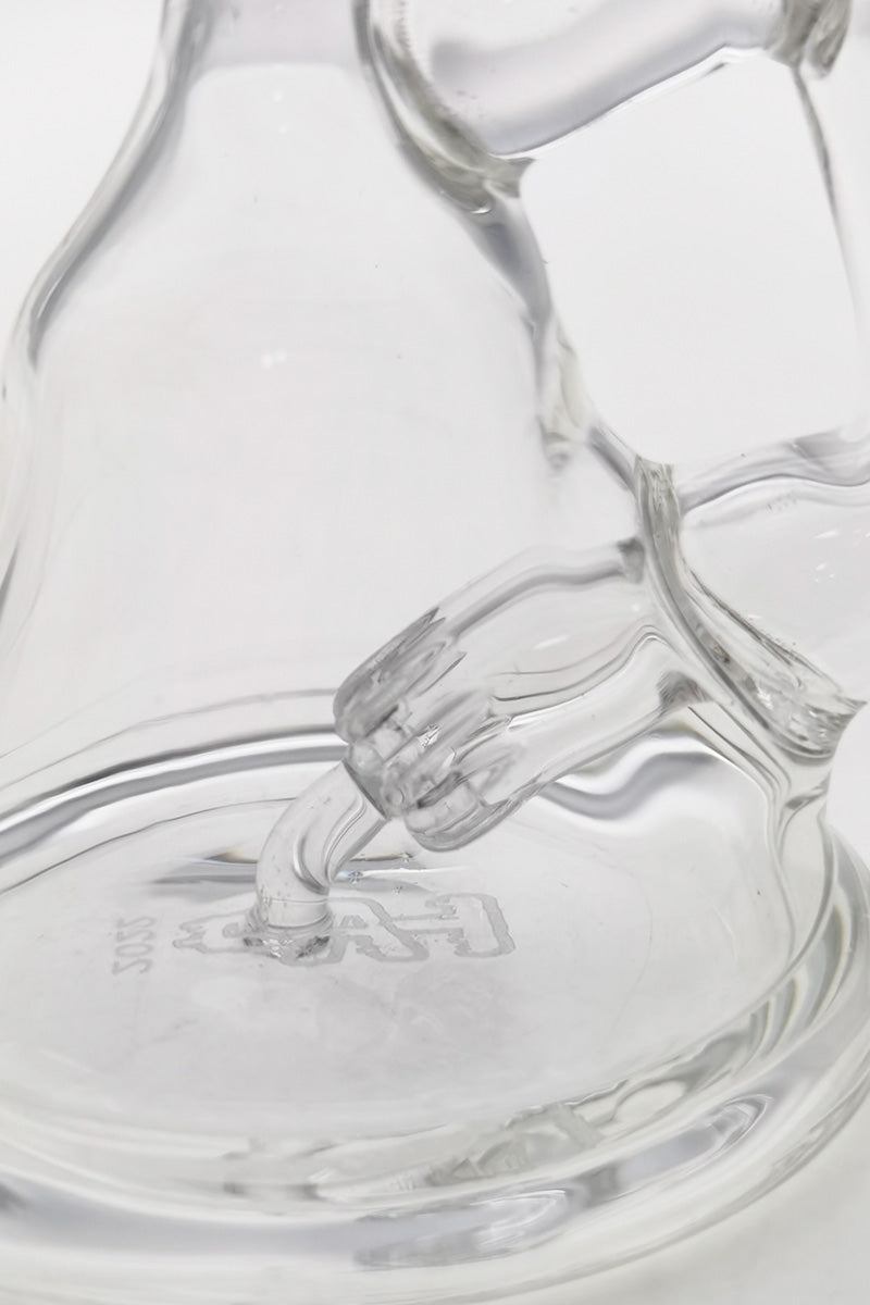 Close-up view of Thick Ass Glass Mini Inline Recycler Dab Rig with clear percolator