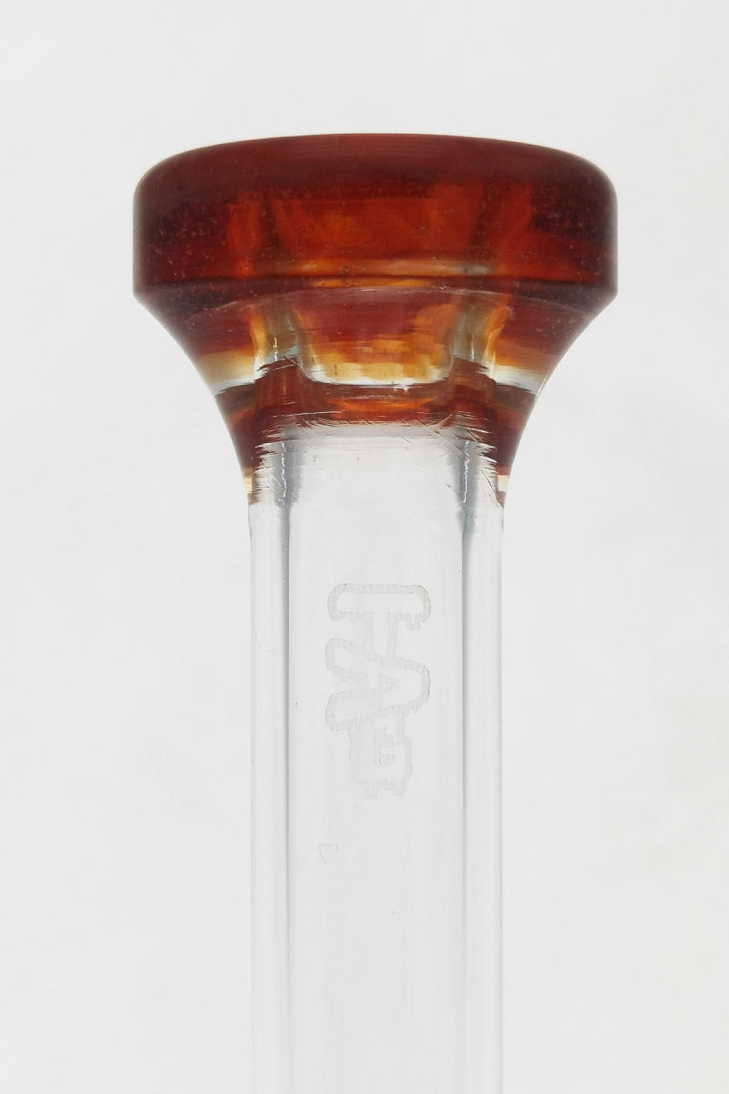 Close-up of TAG 6" Fixed Showerhead Puck Pyramid Rig with Quartz Material