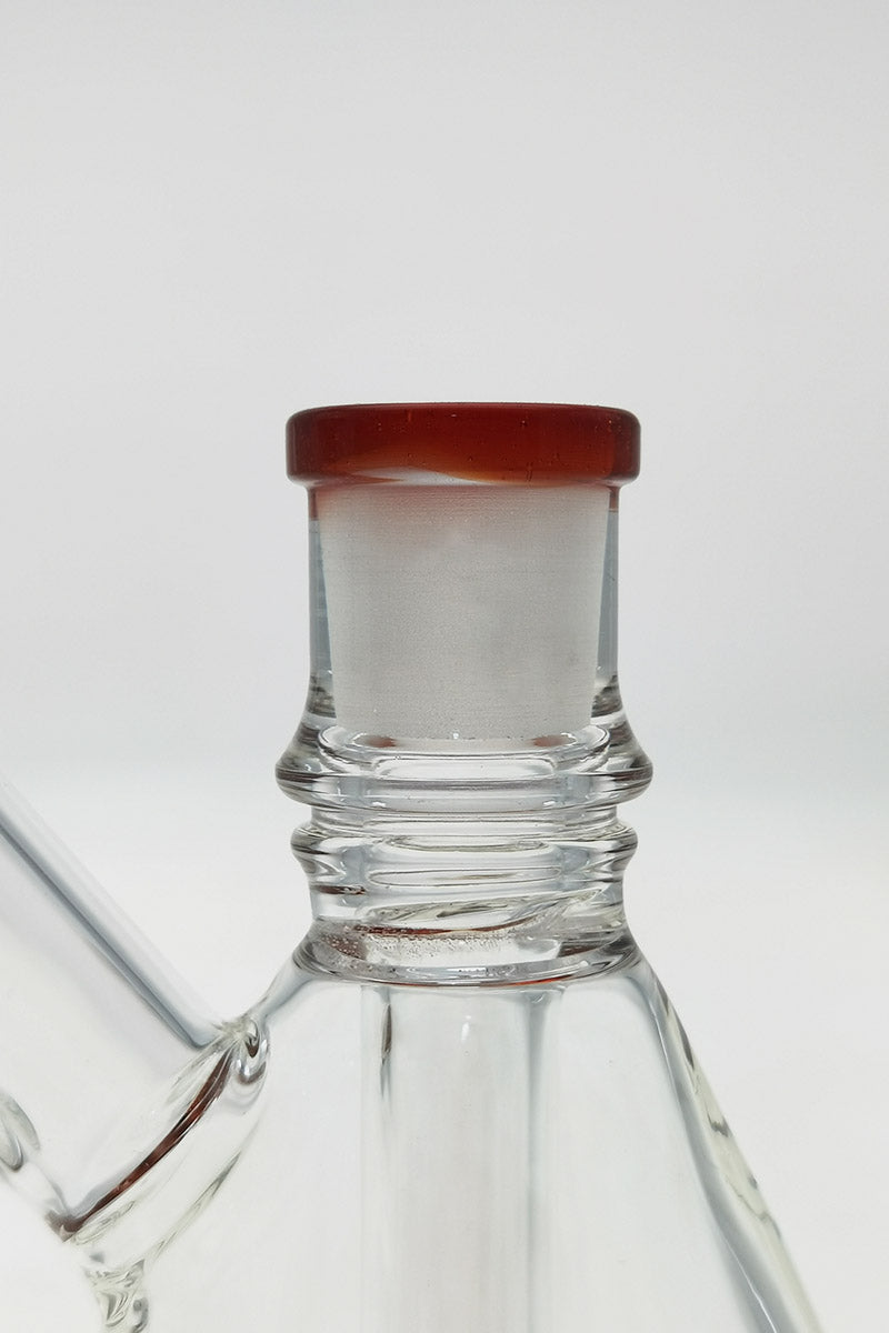 Close-up of Thick Ass Glass Quartz Puck Pyramid Dab Rig joint with 14MM Female connection