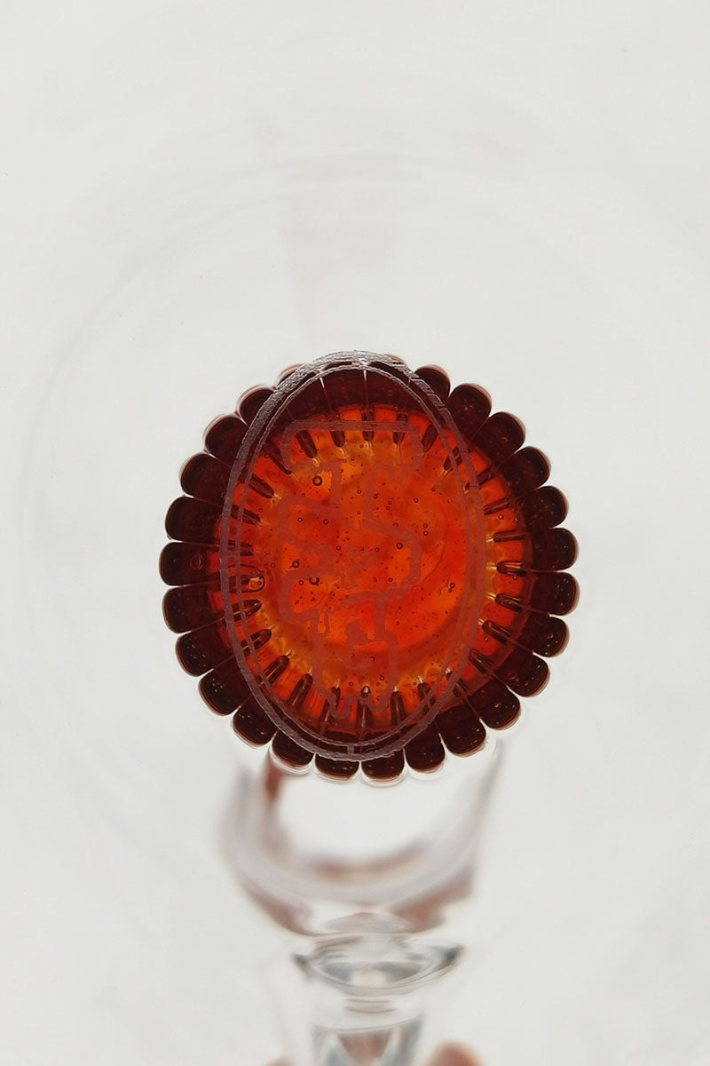 TAG 6" Fixed Showerhead Puck Pyramid Rig top view showcasing the intricate slitted pyramid percolator