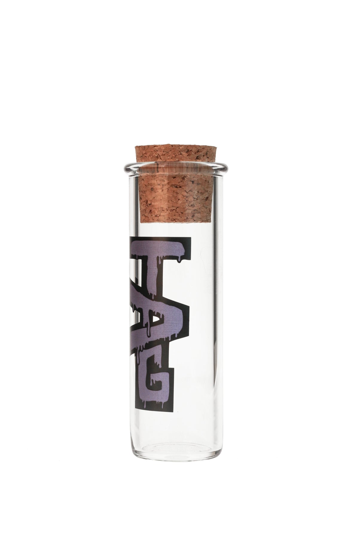 TAG 6" Rasta Glass Jar with Cork Top Front View, Thick 5mm Glass for Bong Storage