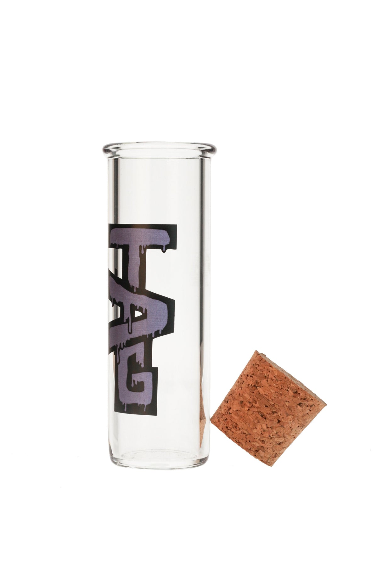 TAG 6" Rasta Glass Jar with Cork Top Front View, Durable 5mm Thick Glass for Bong Storage