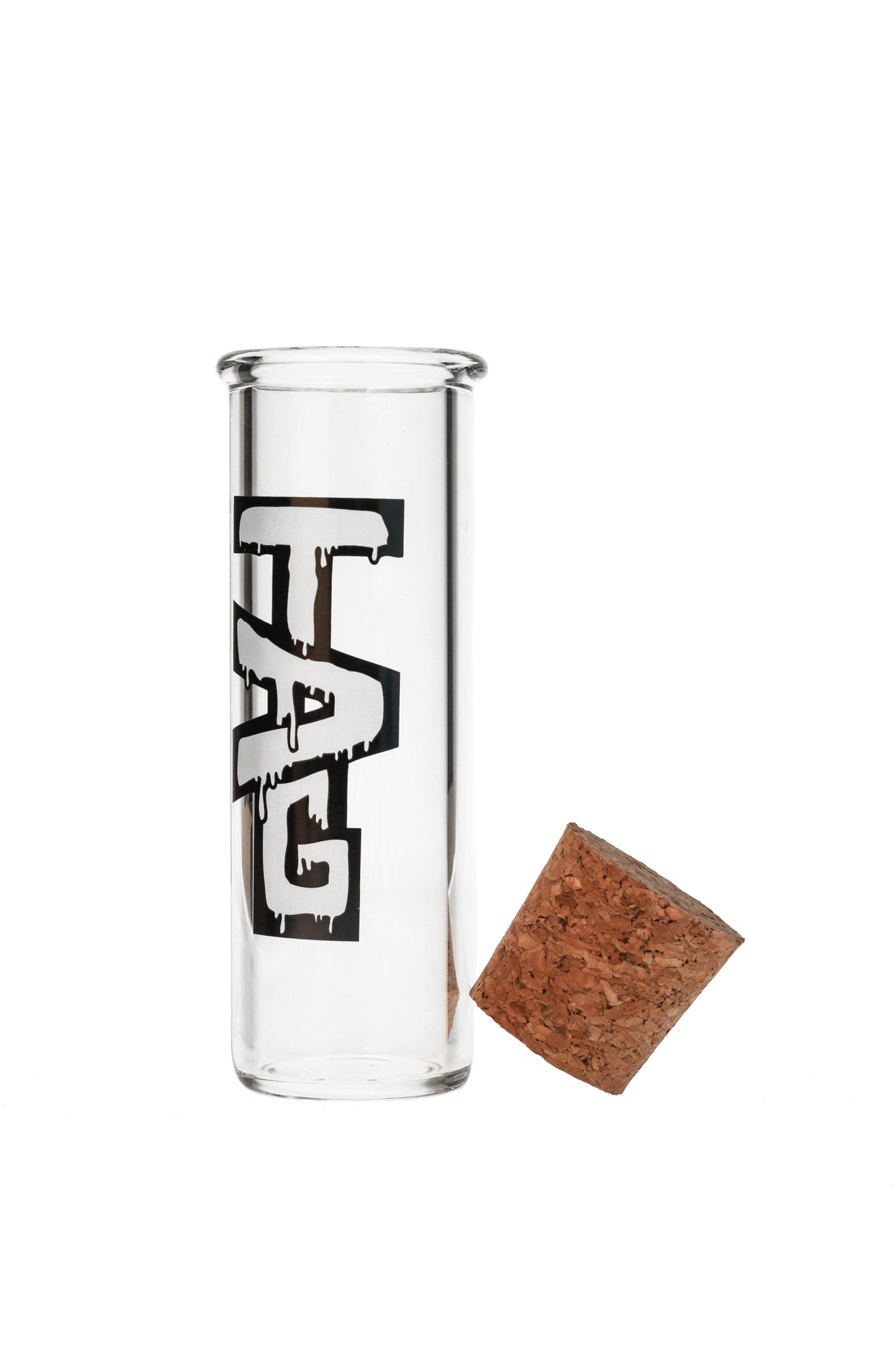 Thick Ass Glass 6" Herb Storage Jar with Cork - Rasta Variant Front View