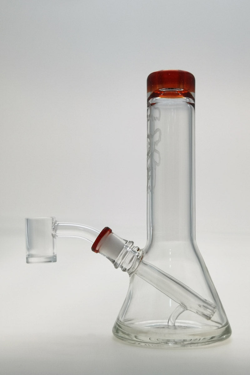 Thick Ass Glass 7" Quartz Beaker Dab Rig with 10mm Female Joint and Showerhead Percolator, Side View