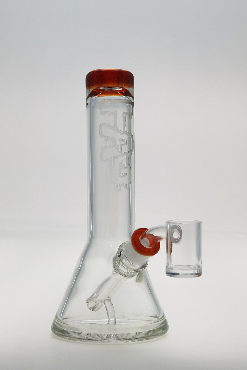 Thick Ass Glass 7" Quartz Beaker with Showerhead Downstem, 10mm Female Joint, Front View