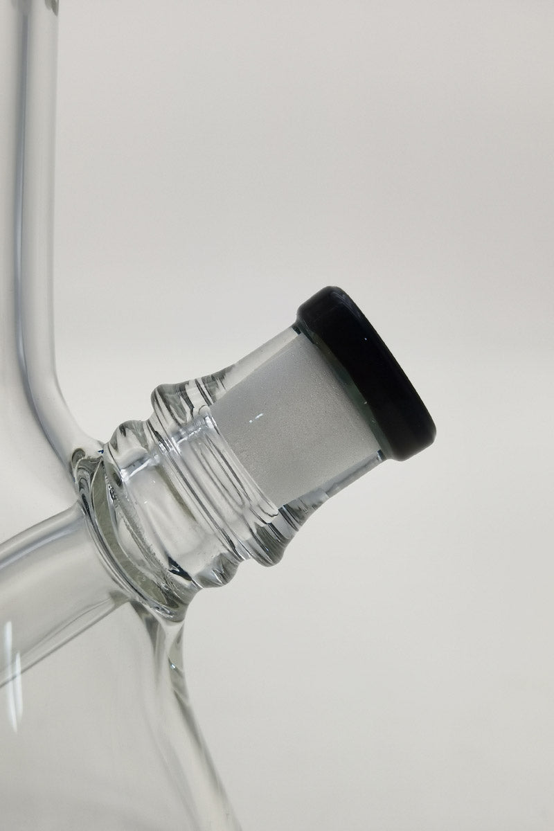 TAG 7" Beaker Dab Rig with Fixed Showerhead Downstem, 10MM Female Joint, Close-up Side View