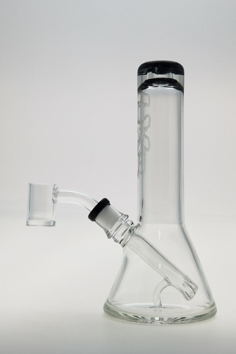 Thick Ass Glass 7" Quartz Beaker with Showerhead Downstem, 10mm Female Joint, Side View