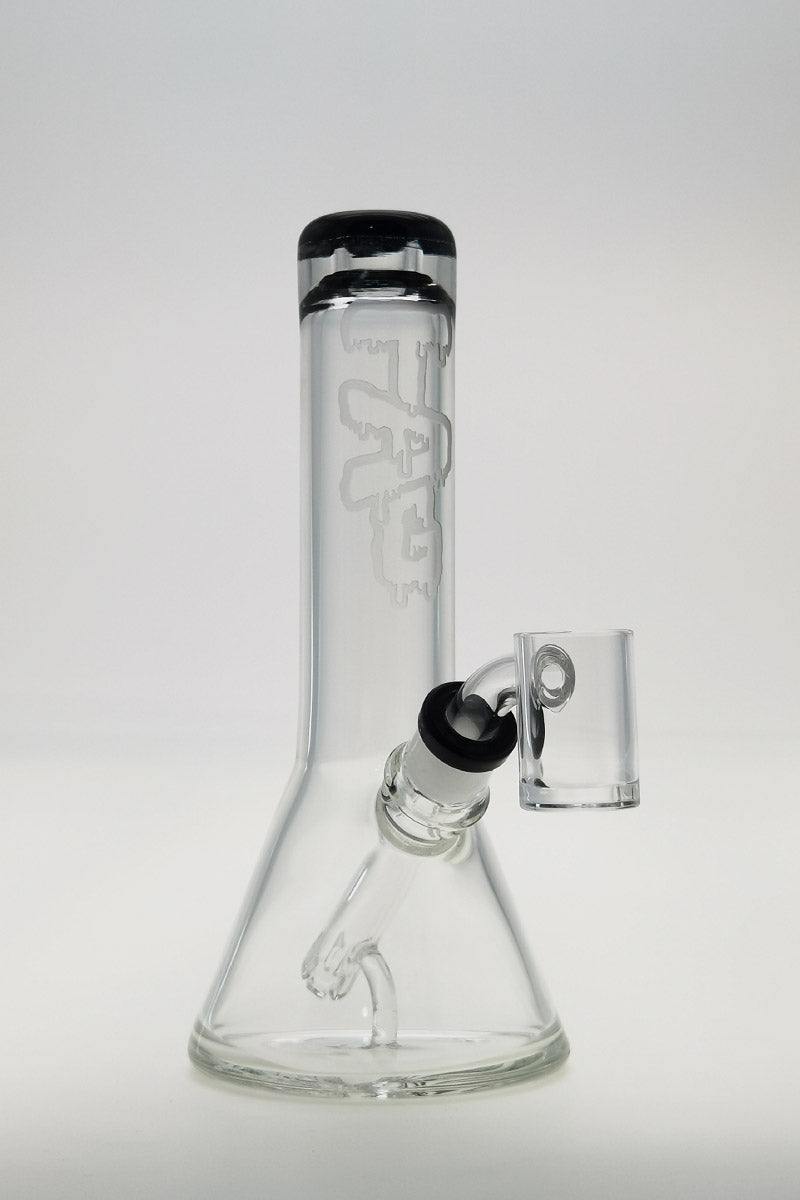 Thick Ass Glass 7" Quartz Beaker Dab Rig with Showerhead Downstem, 10mm Joint, Front View