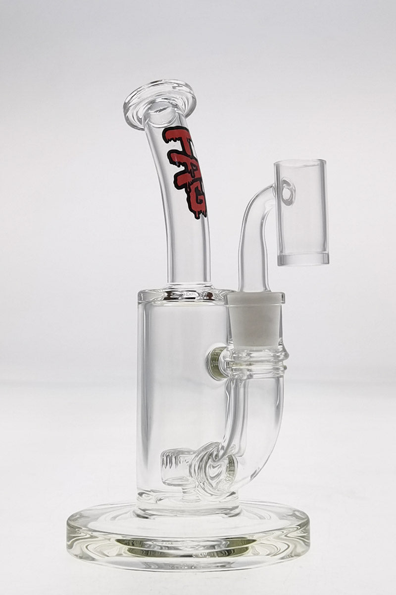 Thick Ass Glass 7" Quartz Bent Neck Rig with Showerhead Diffuser, 14mm Female Joint, Front View
