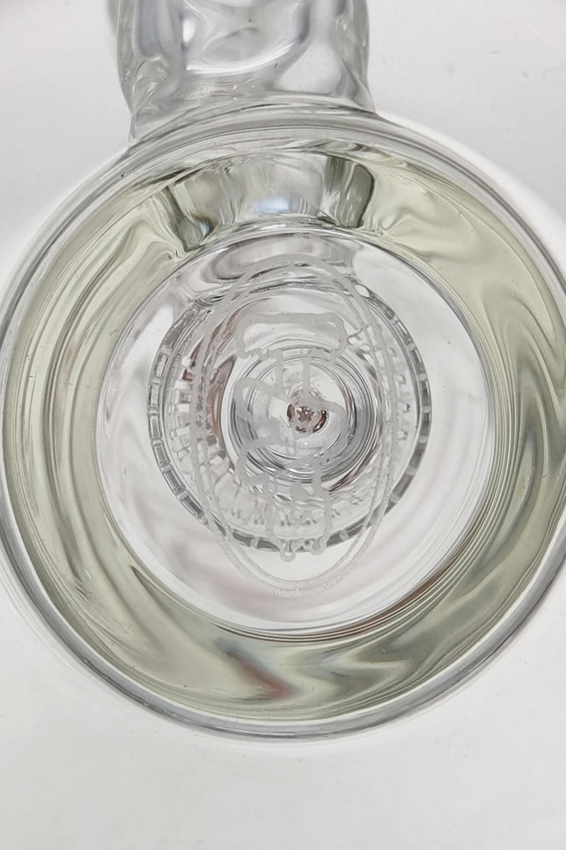 Close-up of Thick Ass Glass 7" Quartz Rig with Showerhead Diffuser, 14mm Female Joint