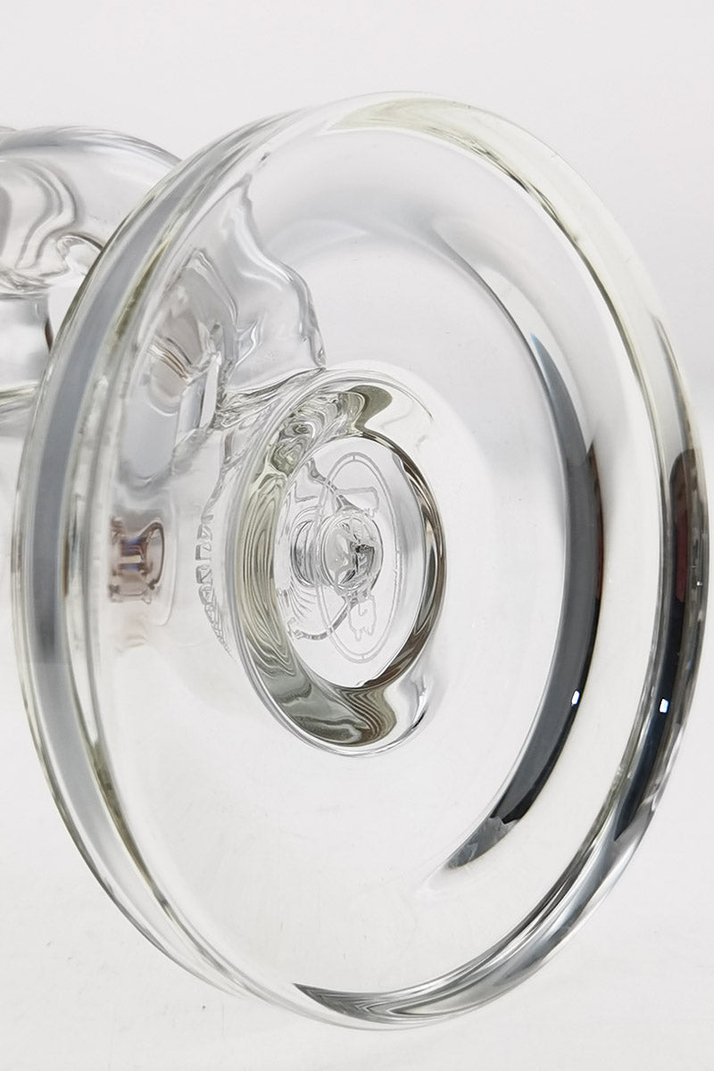 Close-up of Thick Ass Glass 7" Quartz Bent Neck Rig with Showerhead Diffuser, 14mm Female Joint