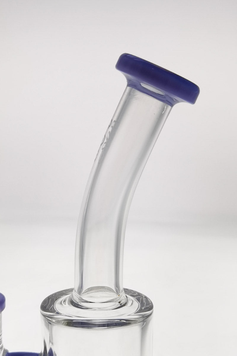 TAG 7" Bent Neck Dab Rig with Fixed Showerhead Puck Diffuser, 14MM Female Joint, Clear Glass
