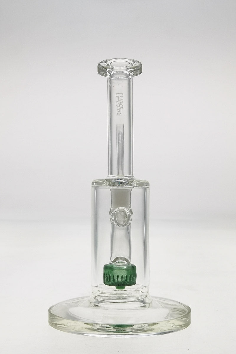 Thick Ass Glass 7" Quartz Bent Neck Rig with Showerhead Diffuser, Clear 14mm Female Joint, Front View