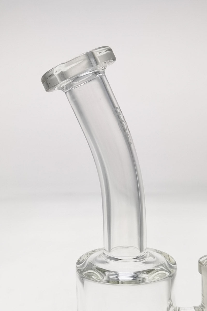 Thick Ass Glass 7" Quartz Bent Neck Rig, Side View with Showerhead Diffuser, 14mm Female