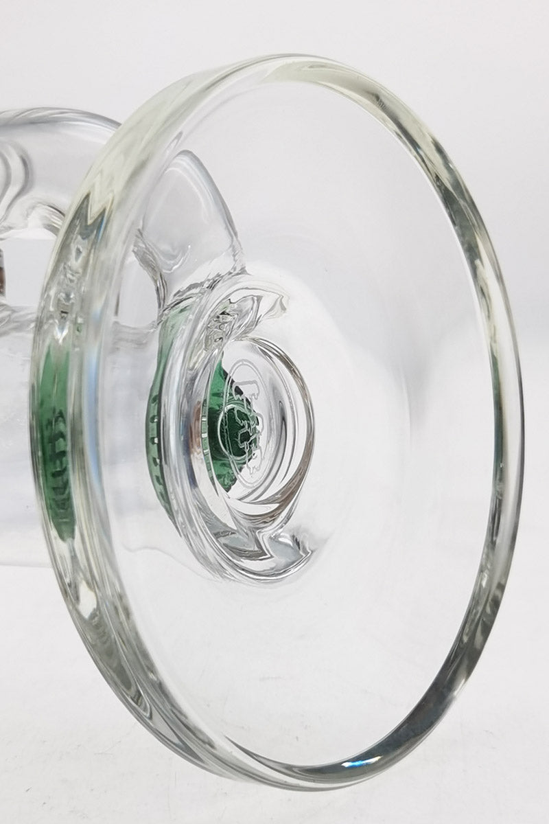 Close-up of Thick Ass Glass 7" Quartz Bent Neck Rig showing the Showerhead Diffuser detail