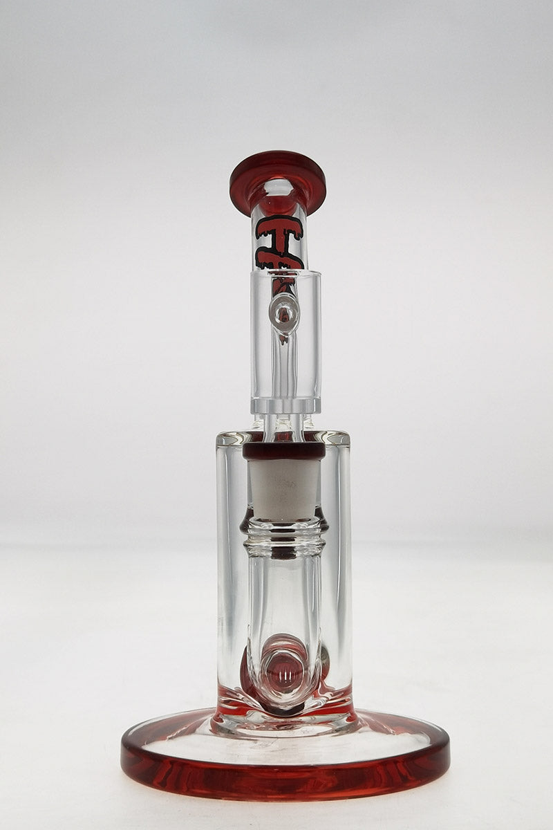 Thick Ass Glass 7" Quartz Bent Neck Rig, Showerhead Diffuser, Sturdy Base, Front View