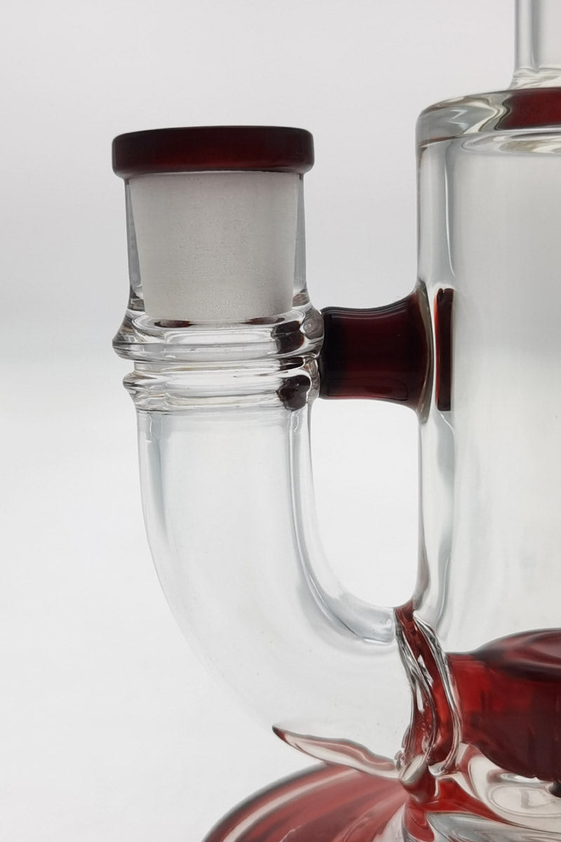 Close-up of Thick Ass Glass 7" Quartz Bent Neck Rig with 14mm Female Joint and Showerhead Diffuser