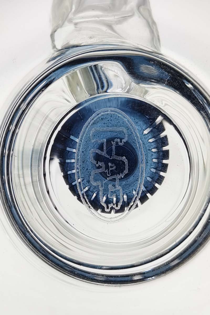 TAG 7" Bent Neck Dab Rig with Fixed Showerhead Puck Diffuser, Clear Glass, Close-up