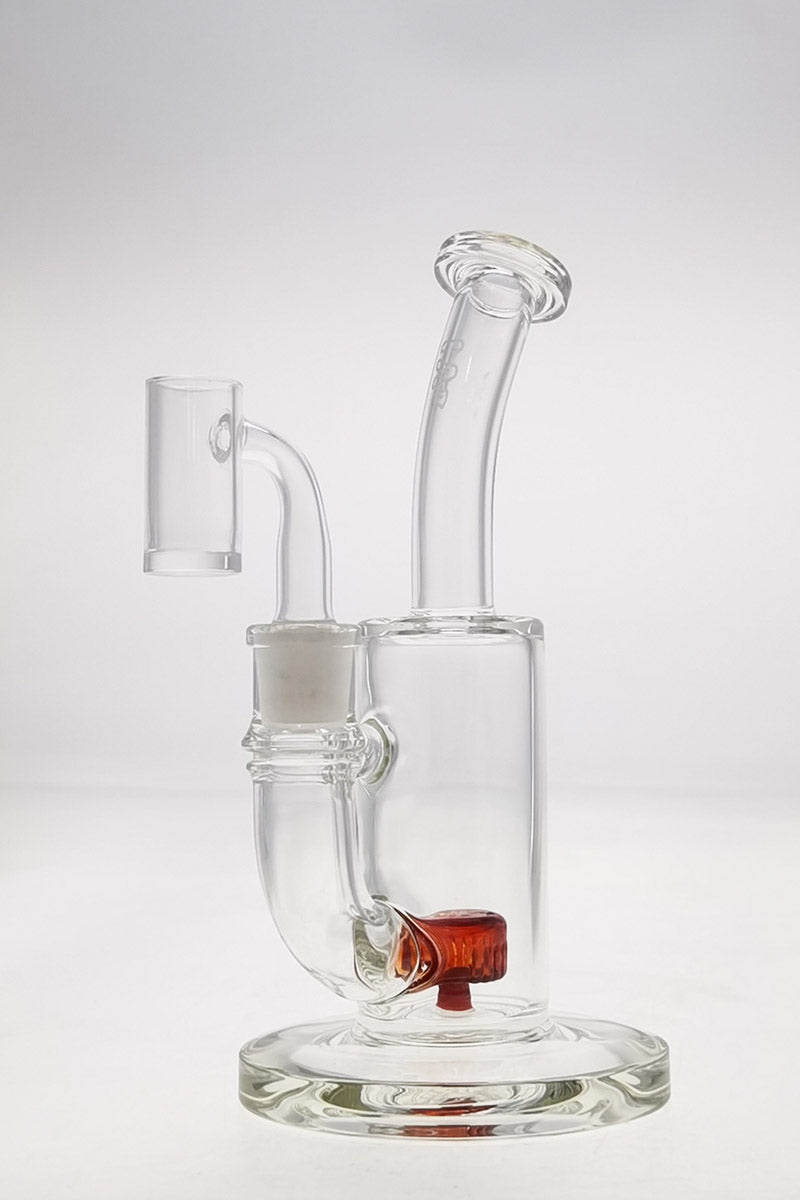 Thick Ass Glass 7" Quartz Bent Neck Rig with Red Elvis Accents and Showerhead Diffuser