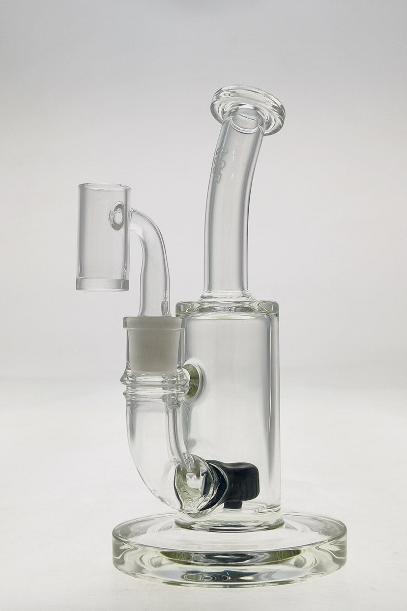 Thick Ass Glass 7" Quartz Bent Neck Rig with Blue Slyme Accents and Showerhead Diffuser
