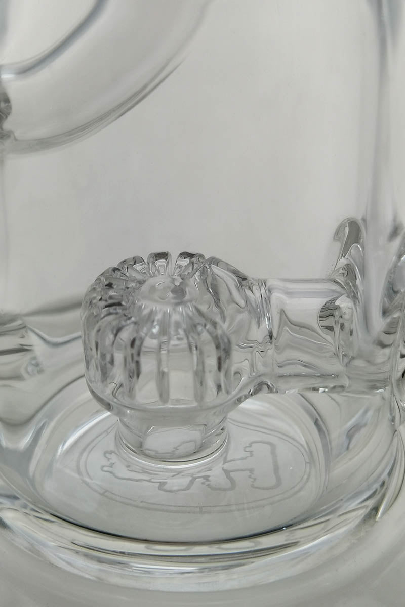 Close-up of TAG 7" Mini Klein Bong with Super Slit Puck Percolator and 10MM Female Joint