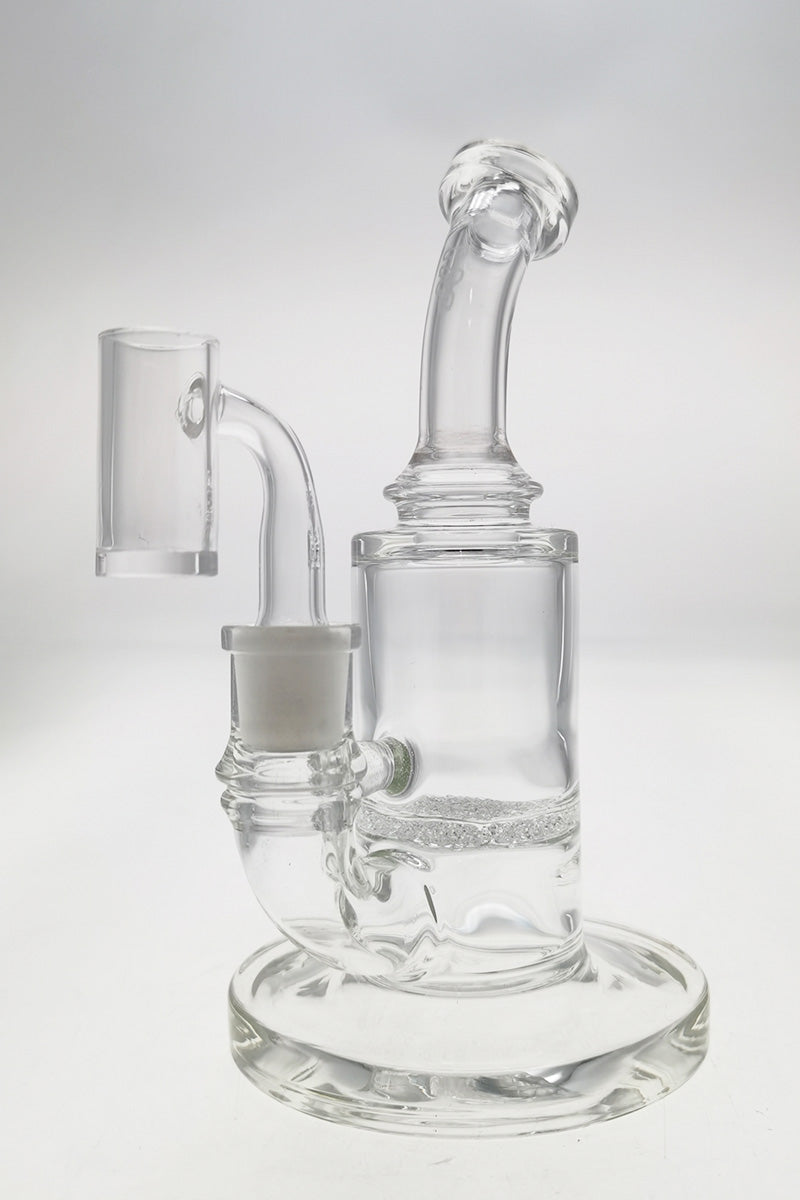 Thick Ass Glass 7.5" Bent Neck Dab Rig with Fritted Disc Percolator, Clear, 14MM Female Joint - Front View