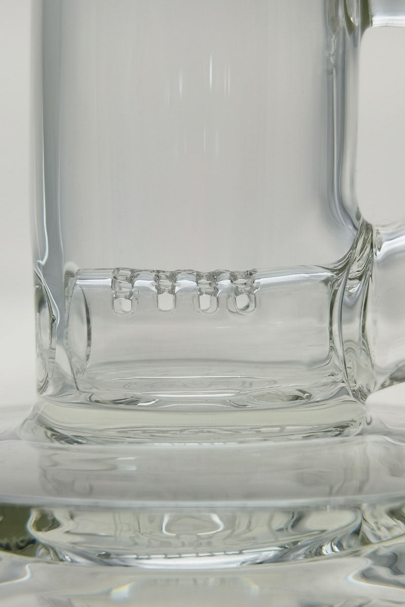 Close-up of TAG 8" Bent Neck Bong with Inline Diffuser, 14MM Female Joint, 4MM Thick Glass