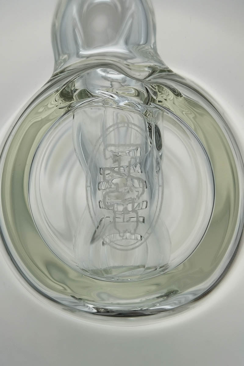 TAG 8" Bent Neck Bong with Inline Diffuser, Thick Glass, 14MM Female Joint - Top View