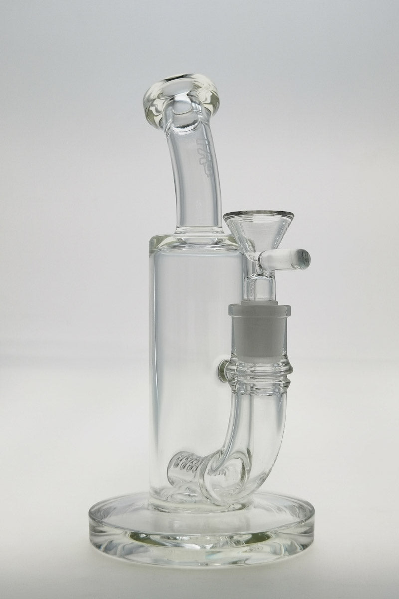 Thick Ass Glass 8" Bent Neck Bong with Inline Diffuser, Clear, 14MM Female Joint, Front View