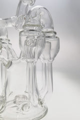 TAG 8" Inline Sextuple Recycler Dab Rig, 14MM Female joint, clear glass close-up side view