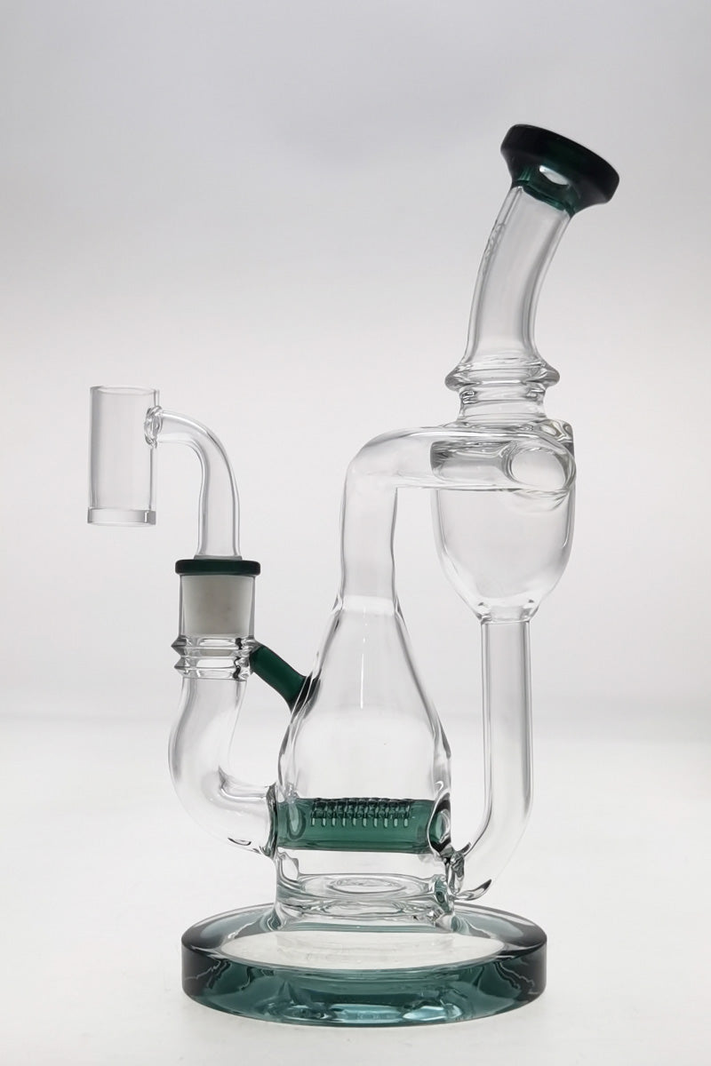 Thick Ass Glass 8" Recycler Dab Rig with Inline Diffuser, 50x5MM, Front View on White