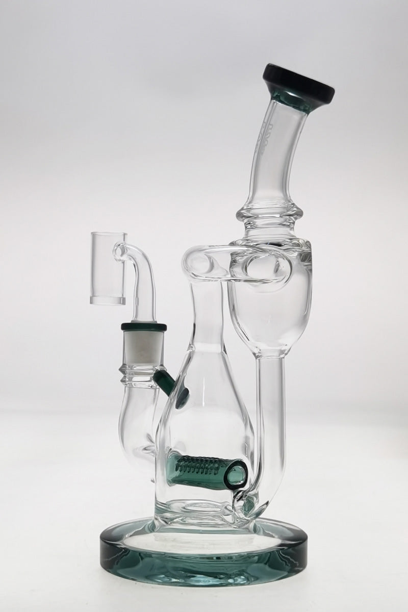 Thick Ass Glass 8" Recycler Dab Rig with Inline Diffuser and 14MM Female Joint, Clear Front View