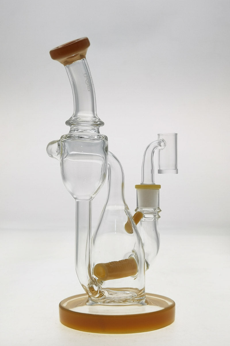 TAG 8" Clear Recycler Dab Rig with Inline Diffuser and Amber Accents - Front View