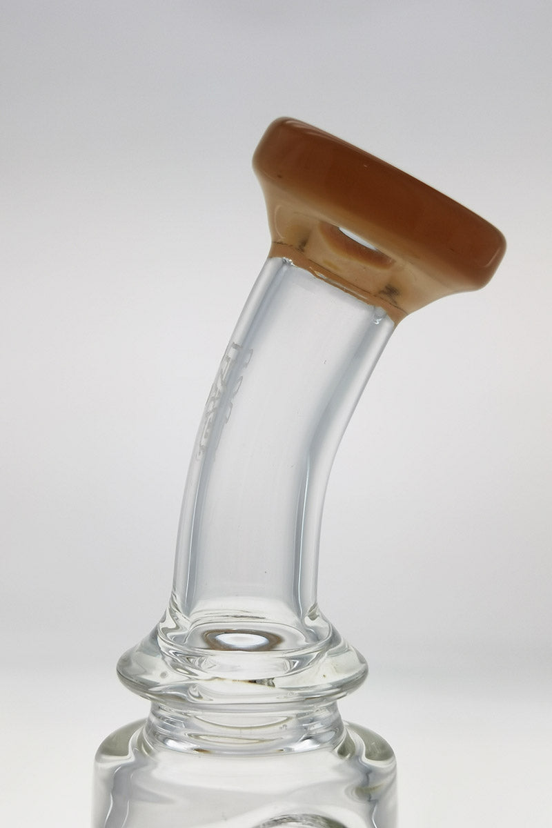 TAG 8" Recycler Dab Rig with Inline Diffuser, Clear Glass, 14MM Female Joint, Close-up Side View