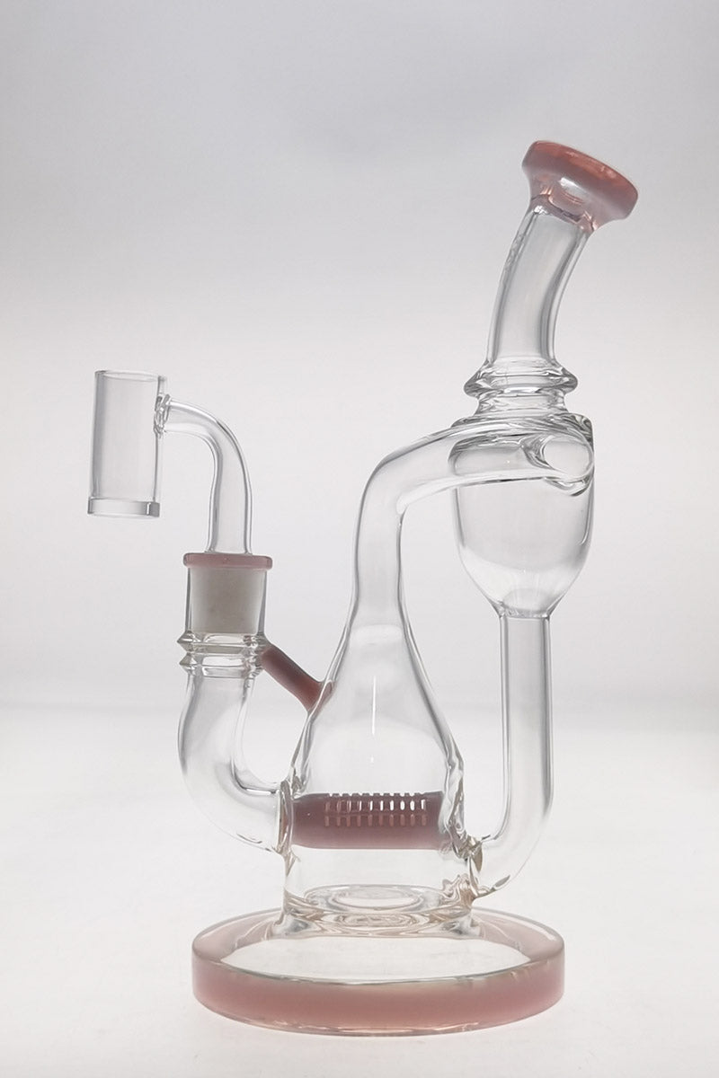 Thick Ass Glass 8" Recycler Dab Rig with Inline Diffuser, Sturdy 50x5MM Glass, Front View