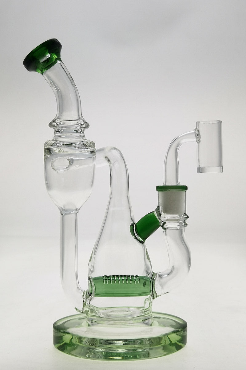 Thick Ass Glass 8" Recycler Dab Rig w/ Inline Diffuser, 50x5MM, Front View on White Background