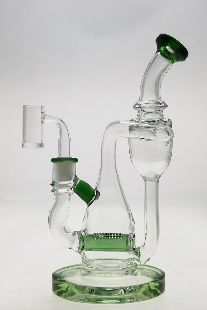 Thick Ass Glass 8" Recycler Dab Rig with Inline Diffuser, 5mm Thick Glass - Front View
