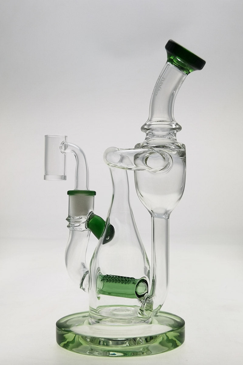 Thick Ass Glass 8" Recycler Dab Rig with 50x5MM Inline Diffuser, Front View on White Background
