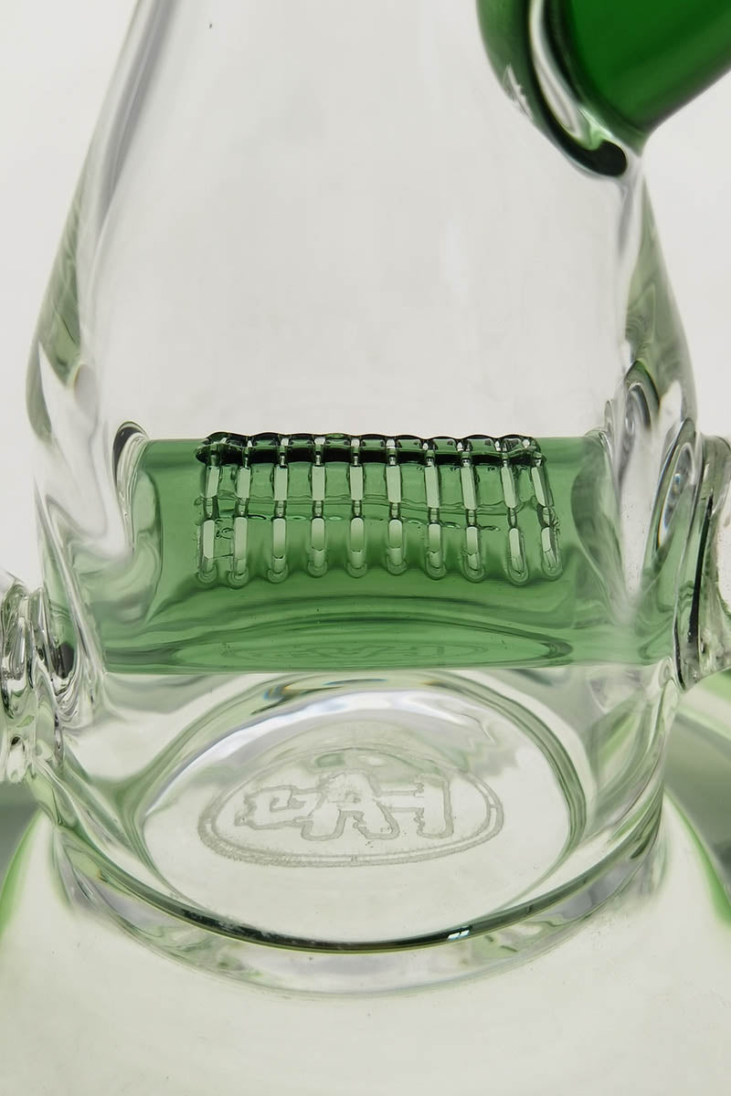 Close-up of Thick Ass Glass 8" Recycler Dab Rig with Inline Diffuser, 50x5MM Glass