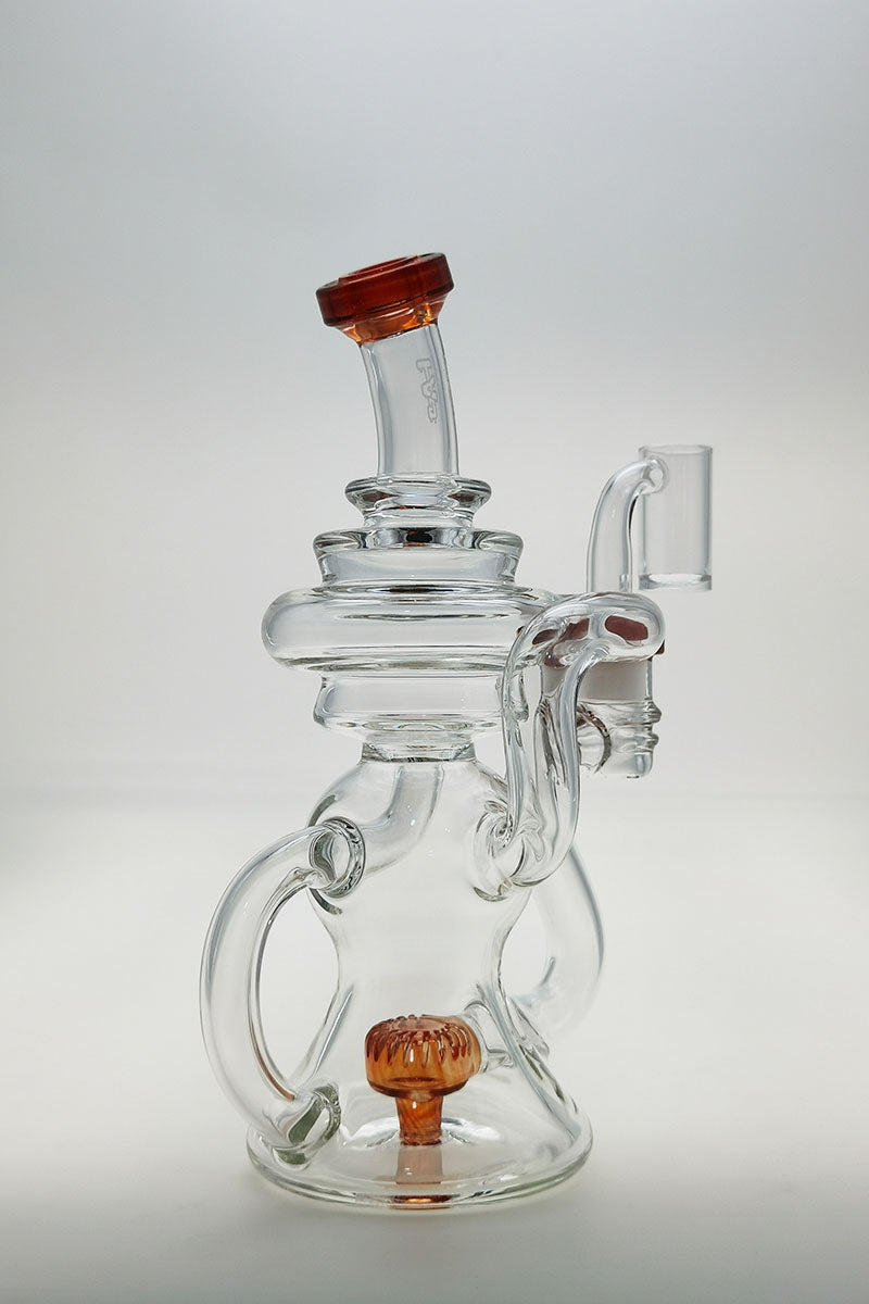 Thick Ass Glass 8" Bent Neck Dab Rig with Super Slit Puck Diffuser, Clear Glass, Side View