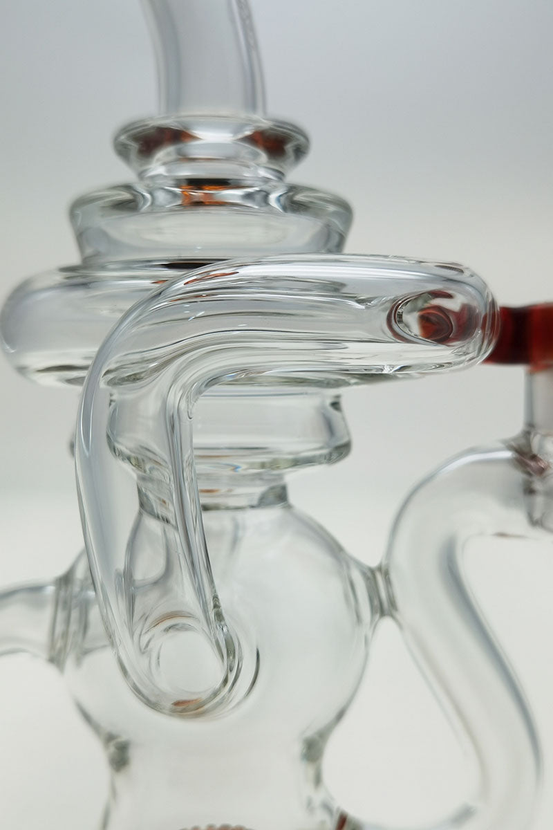 Close-up view of Thick Ass Glass 8" Bent Neck Dab Rig featuring Super Slit Puck Diffuser