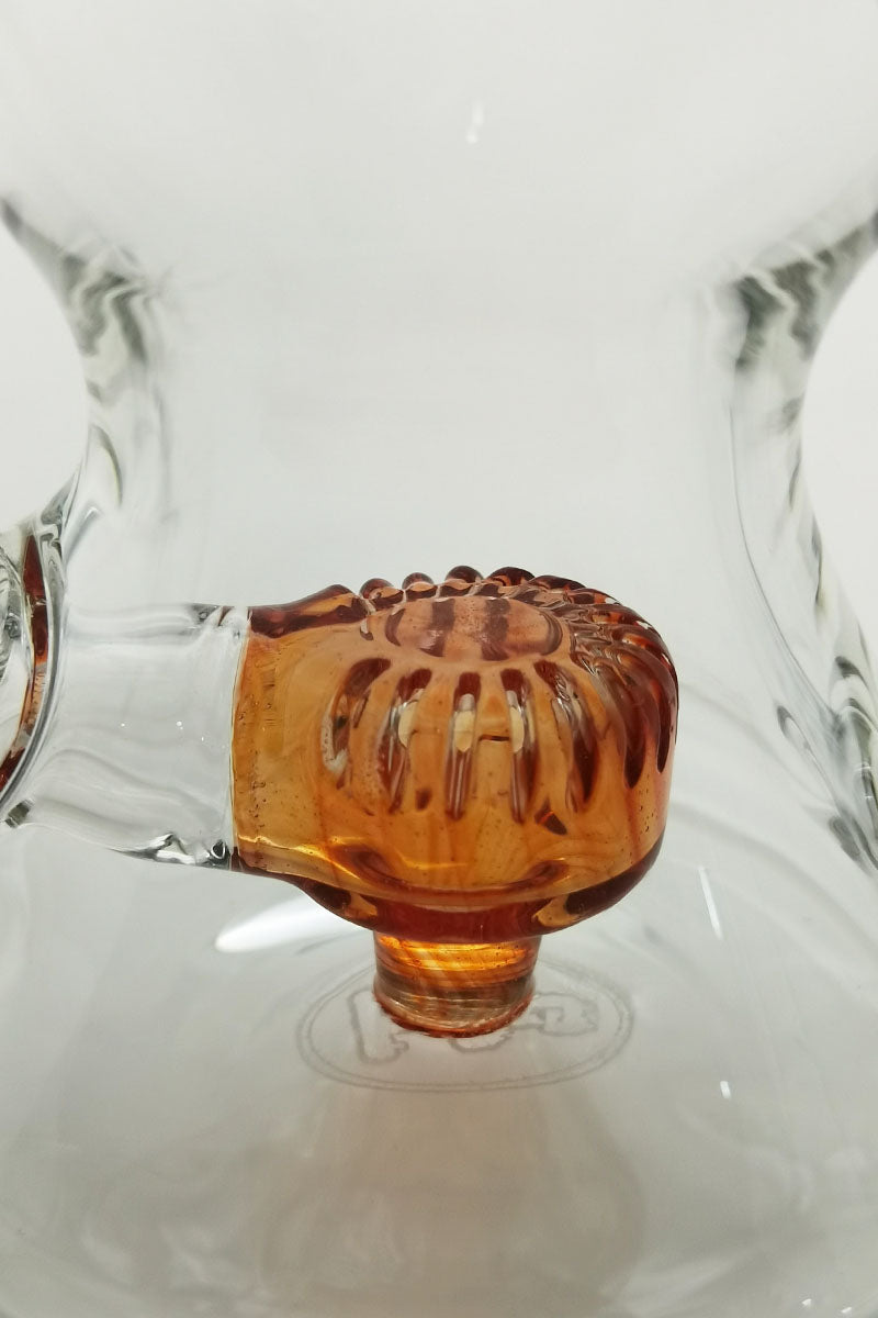 TAG 8" Bent Neck Dab Rig close-up showcasing the Super Slit Puck Diffuser and 14mm female joint