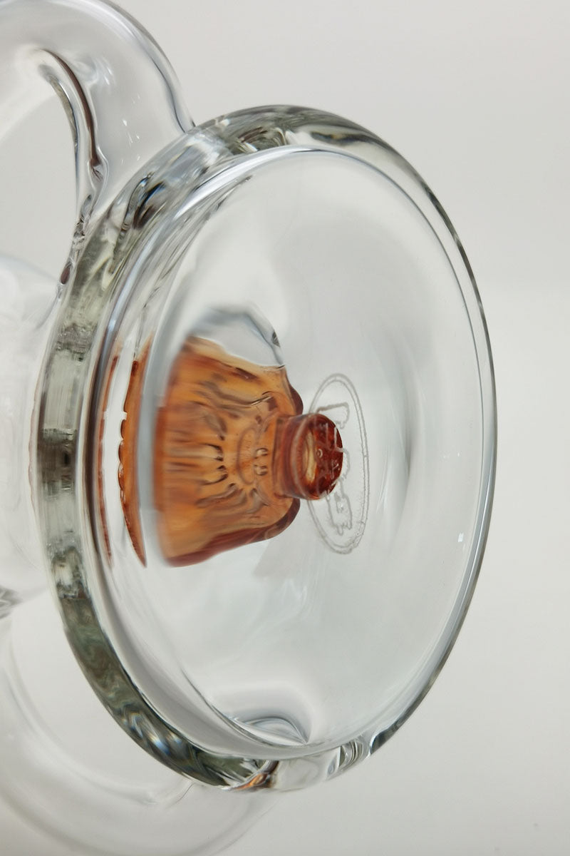 Close-up of TAG 8" Bent Neck Dab Rig with Super Slit Puck Diffuser, 14MM Female Joint