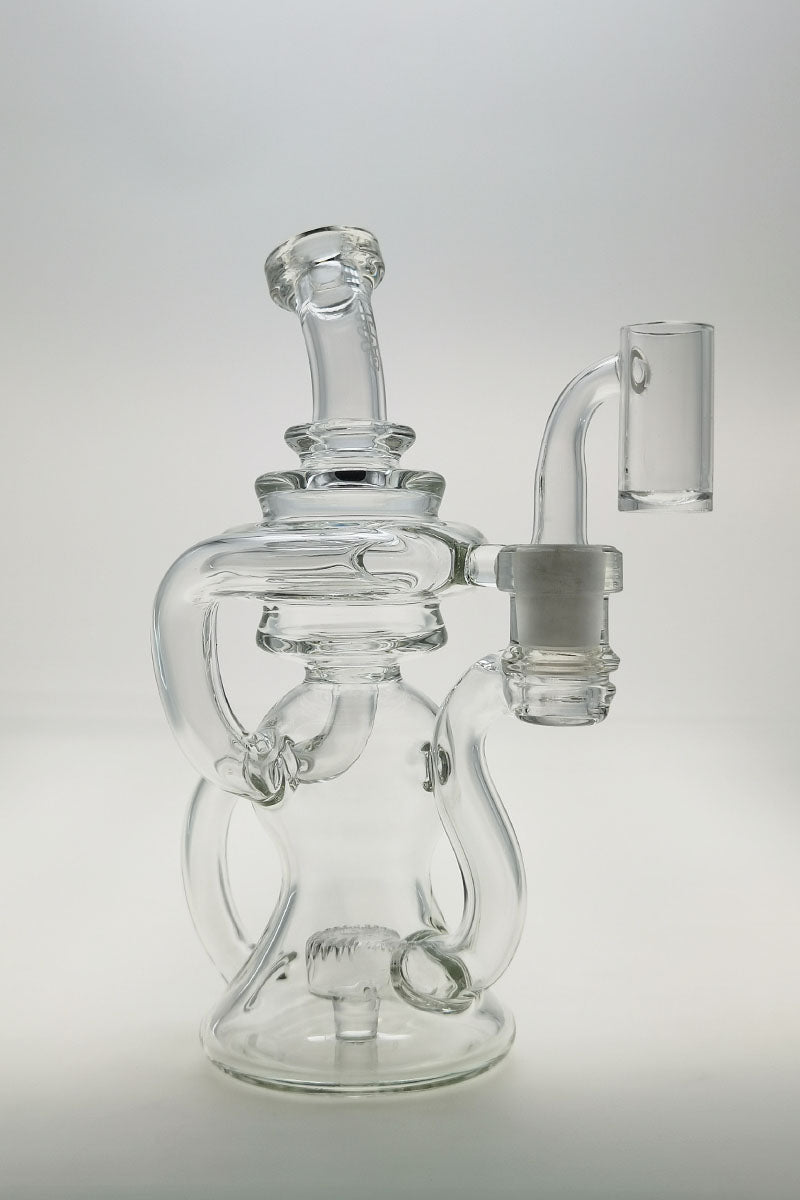 Thick Ass Glass 8" Bent Neck Dab Rig with Super Slit Puck Diffuser, Front View on Seamless White