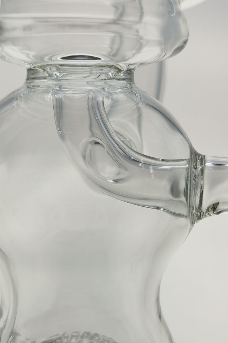 Close-up view of Thick Ass Glass 8" Dab Rig with Bent Neck and Super Slit Puck Diffuser