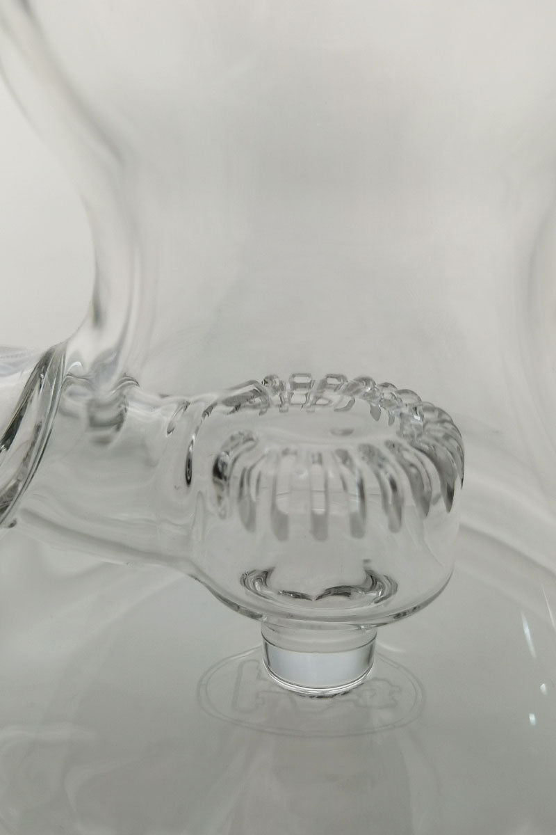 Close-up of TAG 8" Bent Neck Dab Rig with Showerhead Diffuser on White Background